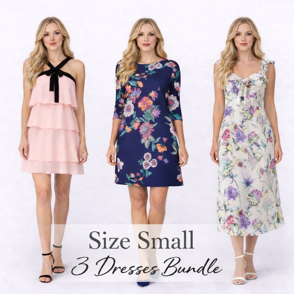 ✨ Size Small Dress Bundle | Floral & Blush Dresses | 3-Piece Lot ✨NEW